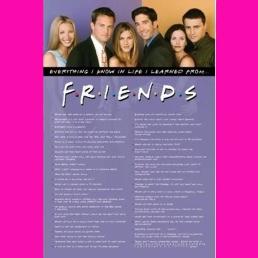 Friends TV Show Poster 24x36 Everything I Know In Life 90s Sitcom Wall Art Cast